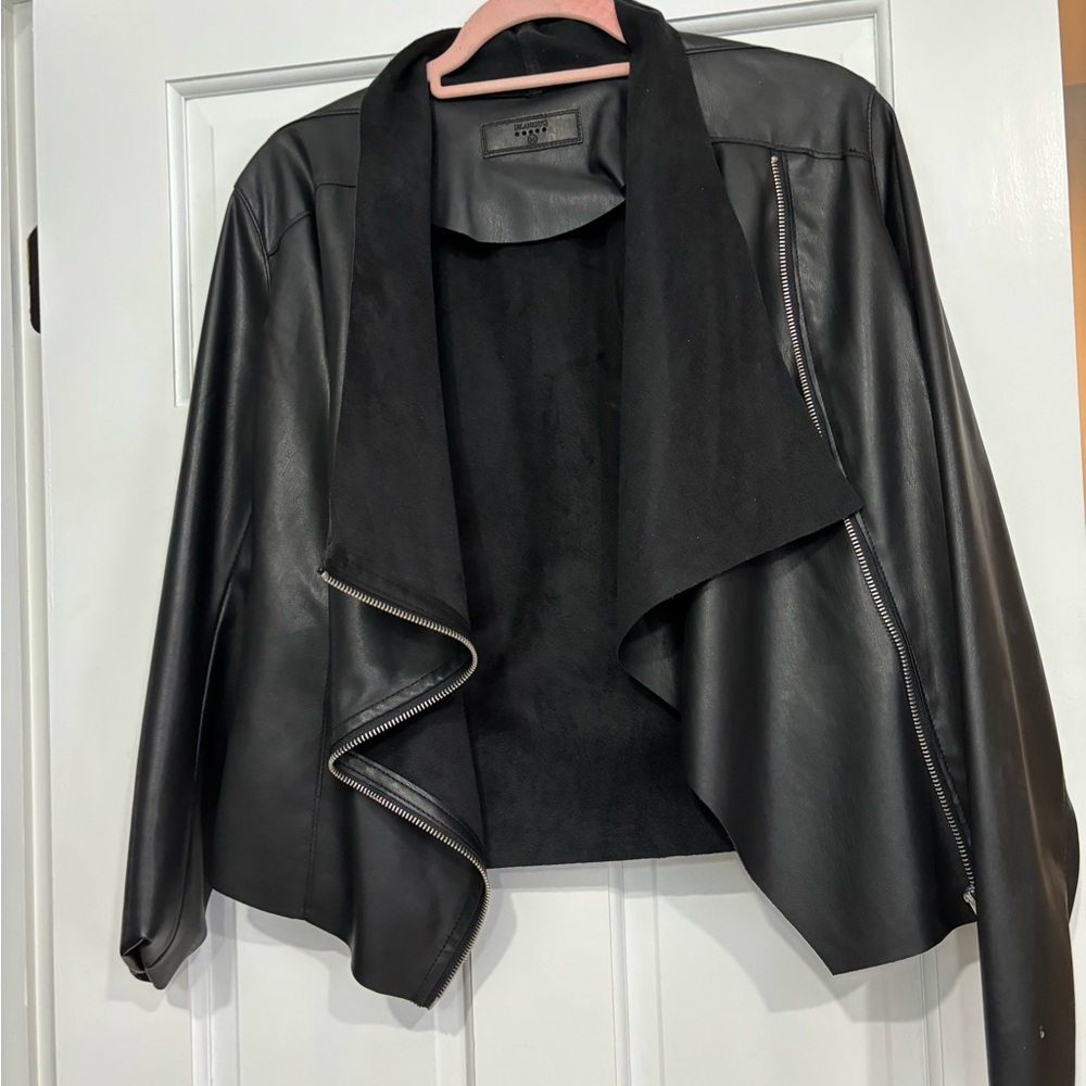 Blank NYC. Full zip faux leather jacket.